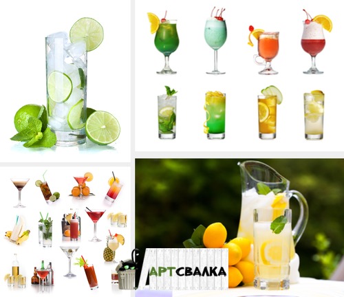 Барные коктейли на белом фоне  | Bar cocktails on white background